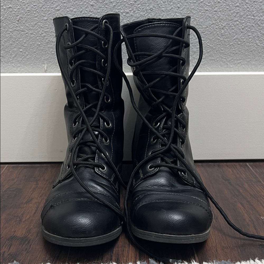 Brash Black Lace-Up Women's Boots